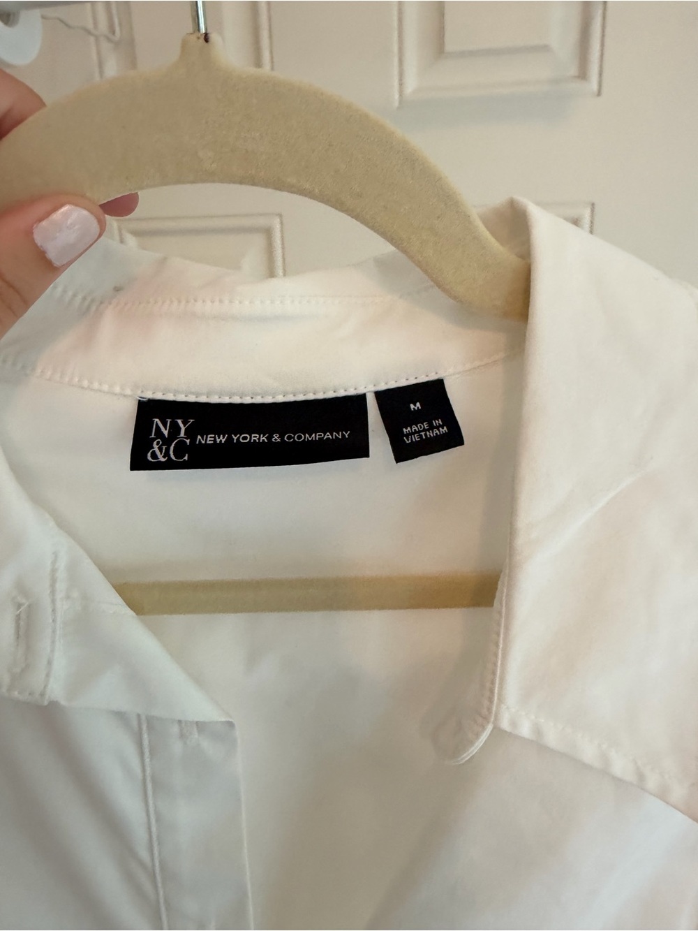 White Poplin Tie Waist Shirt Dress Long Sleeve Mini Dress - Picture 4 of 5